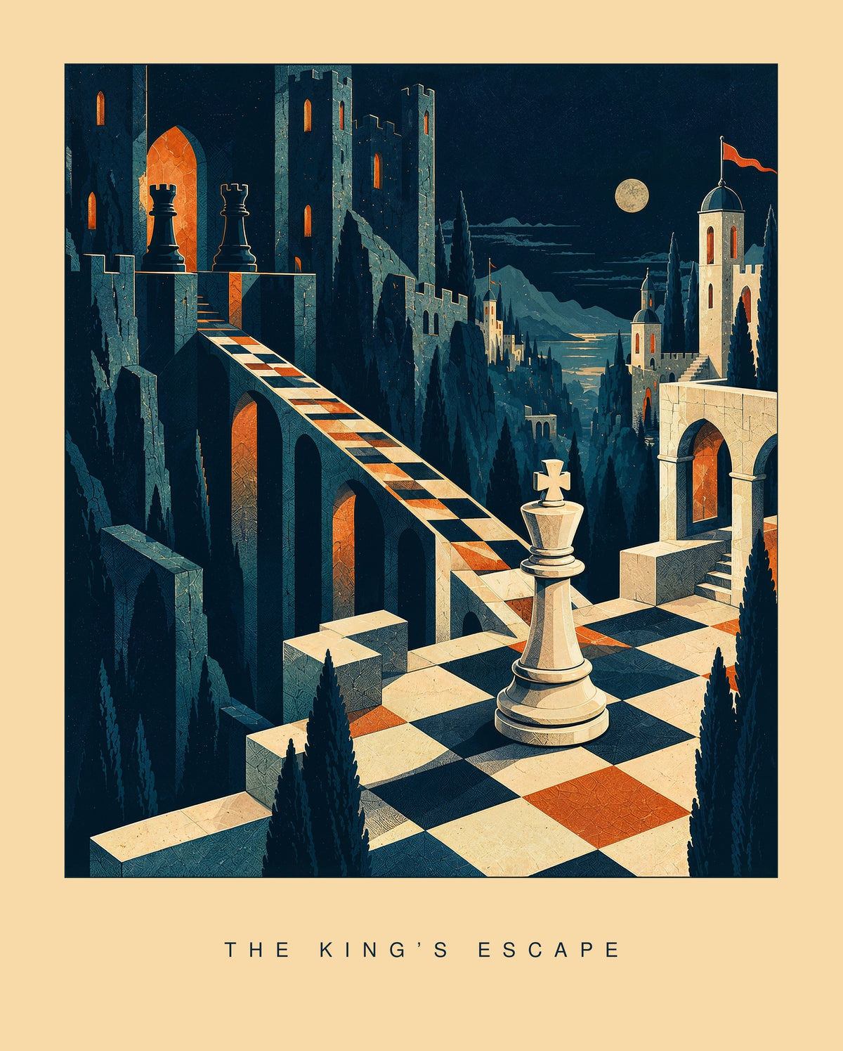 The King's Escape — Chess Art Print